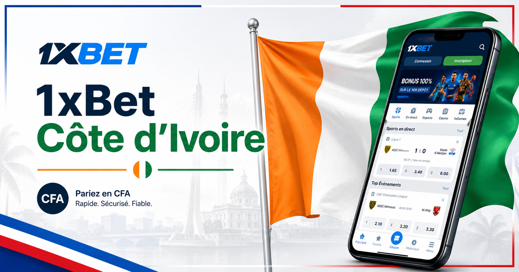 1xBet Côte d'Ivoire - Bonus 200%